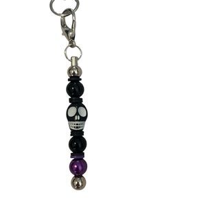NWT one of a kind Angelas Designs black and purple skull cell phone charm